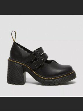 Dr. Martens Eviee Platform Leather Heeled Shoes NEW IN BOX 41 Size 9 Black